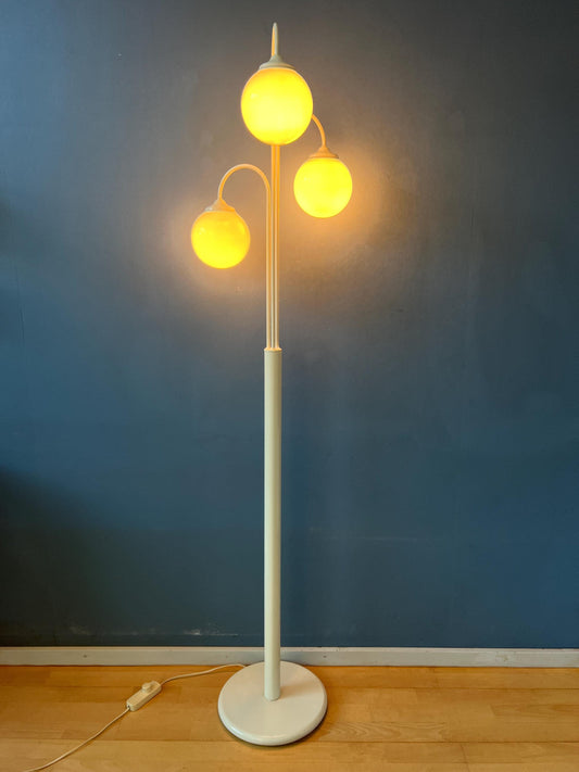 Vintage Three Milk Glass Shades Space Age Floor Lamp