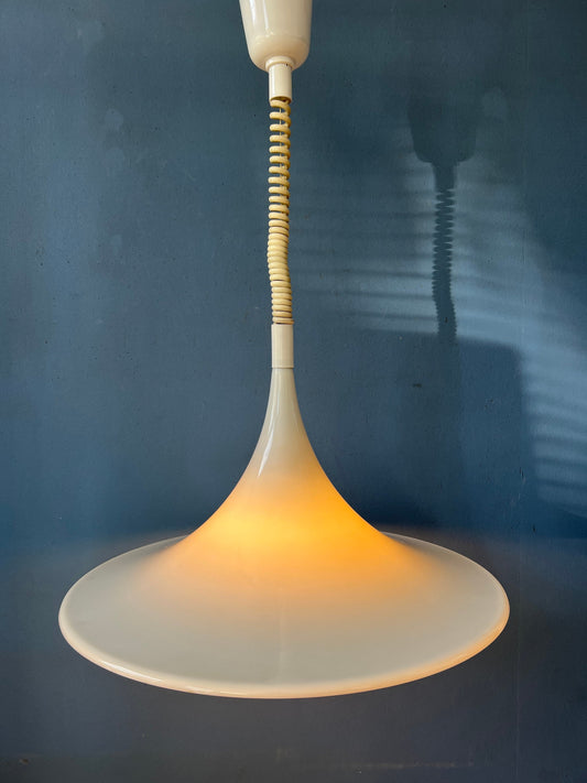 Mid Century White Space Age Witch Hat Pendant Lamp