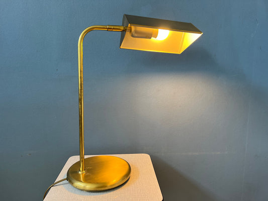Mid Century Brass Office Desk Lamp - Bauhaus Style Table Lamp - Golden Lamp