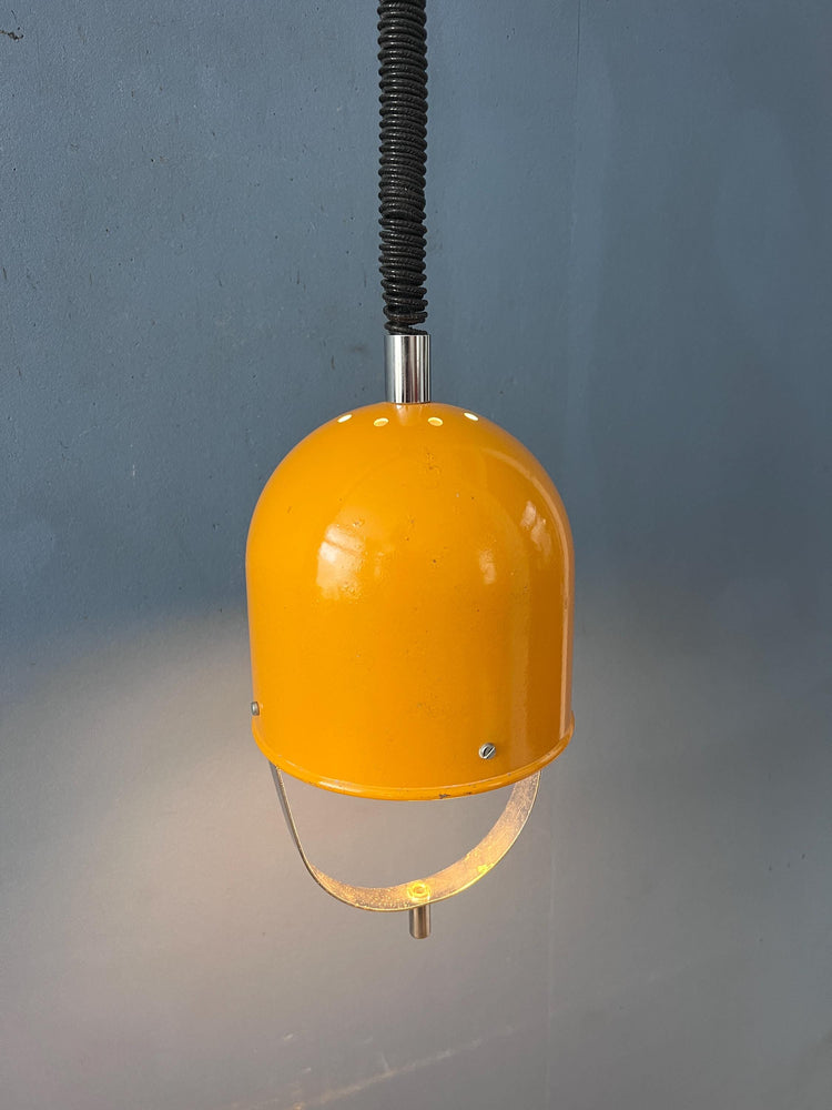 Vintage Yellow Space Age Pendant Lamp, Mid Century Modern Hanging Light