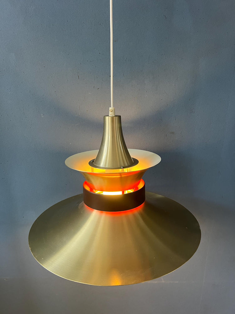 Large Flying Saucer UFO Pendant Lamp with Orange Light