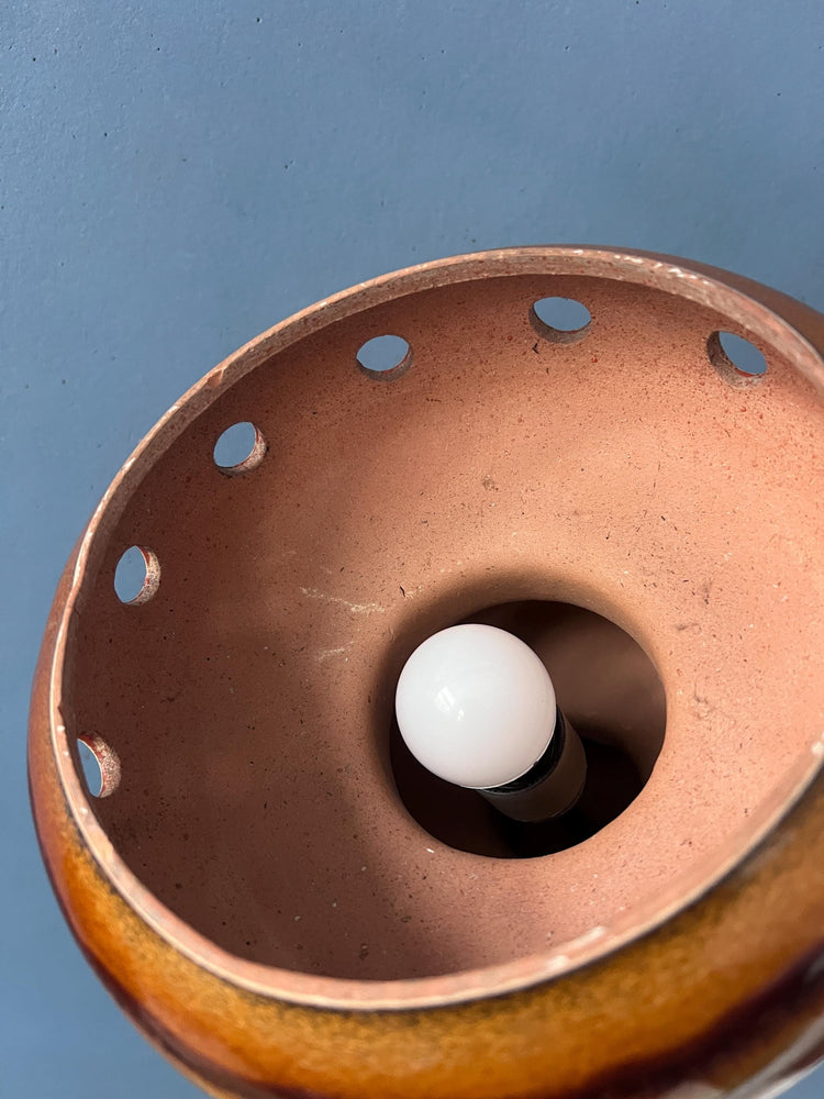 Red Ceramic Pendant Lamp - West Germany Hanging Lamp