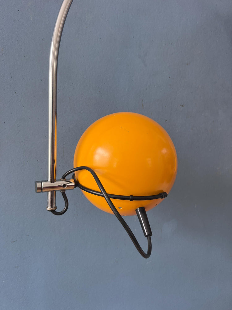 Vintage Yellow Herda Mid Century Arc Eyeball Wall Lamp