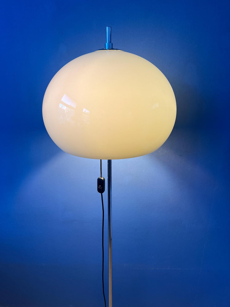 Vintage White Mushroom Floor Lamp | Mid Century Plexiglass Shade