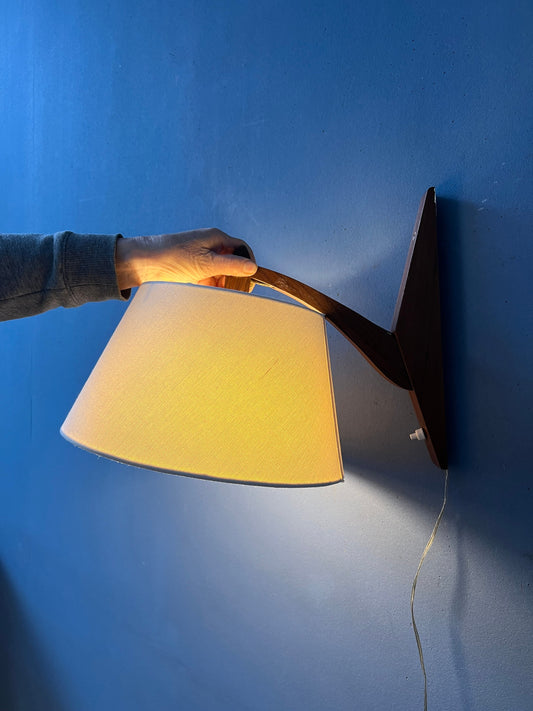 Small Danish Style Teak Wood Wall Light