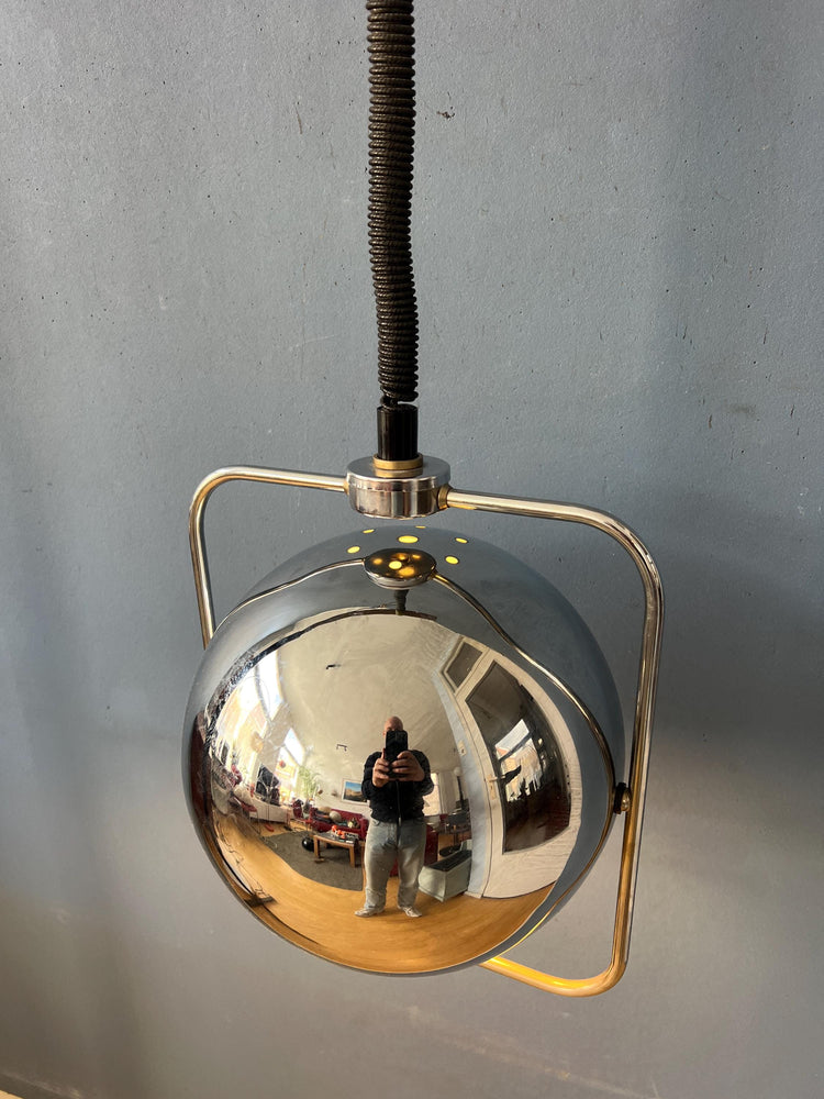 Chrome Mid Century GEPO Eyeball Pendant Lamp
