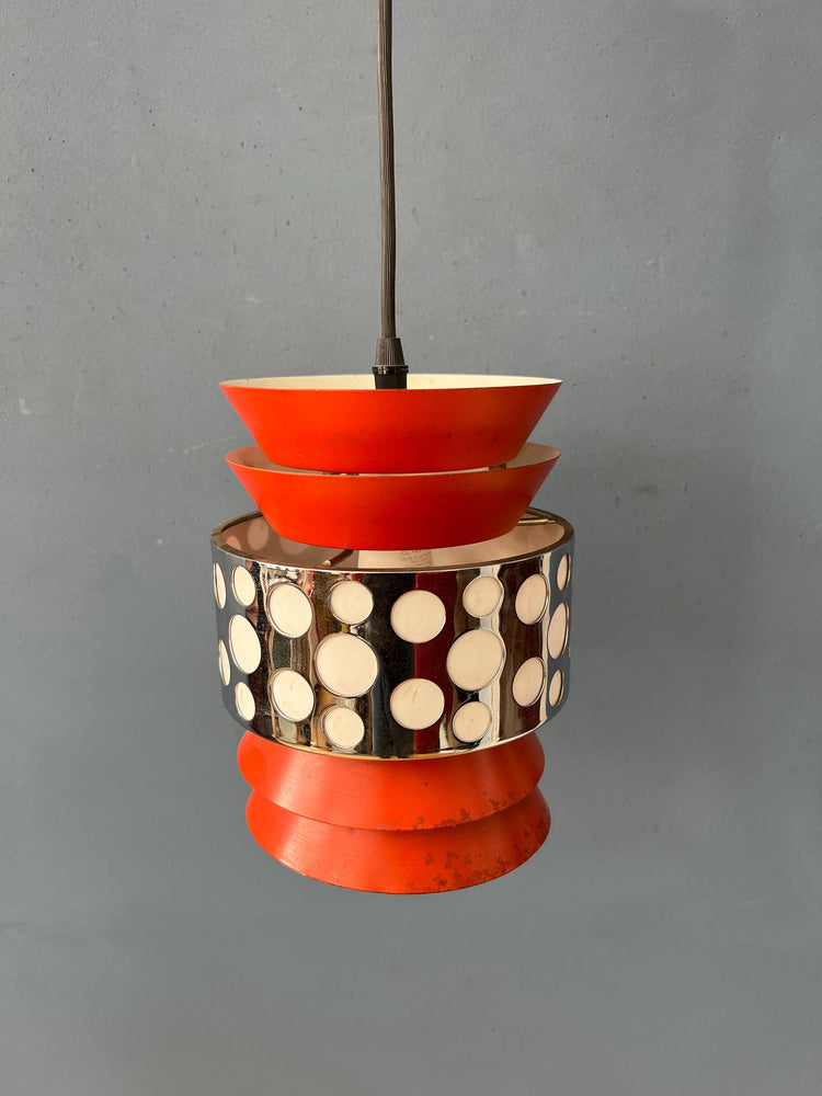 Orange Vintage Massive Belgium Space Age Pendant Lamp