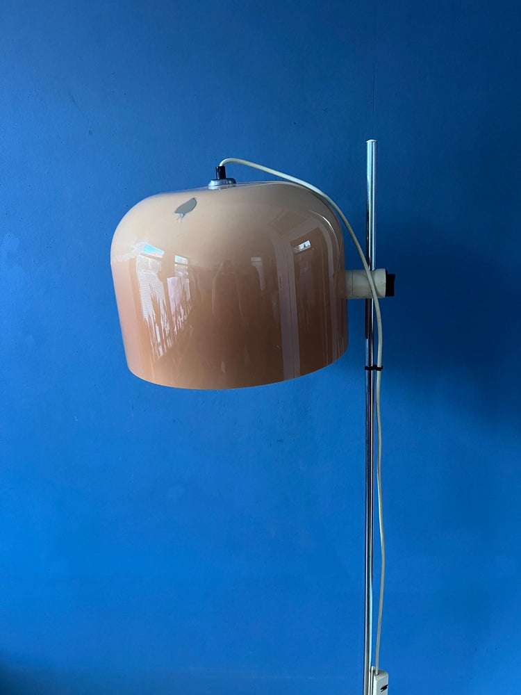 Guzzini Forma Space Age Floor Lamp Chrome Base Orange Shade