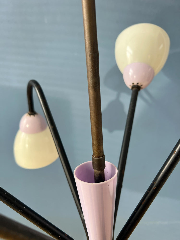 50s Mid Century Vintage Lilac Spider Pendant Lamp