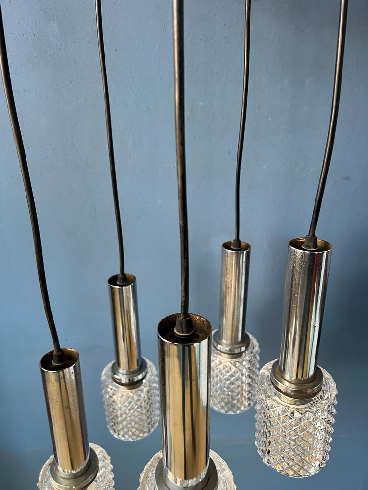 Mid Century Crystal Glass Cascade Pendant Lamp