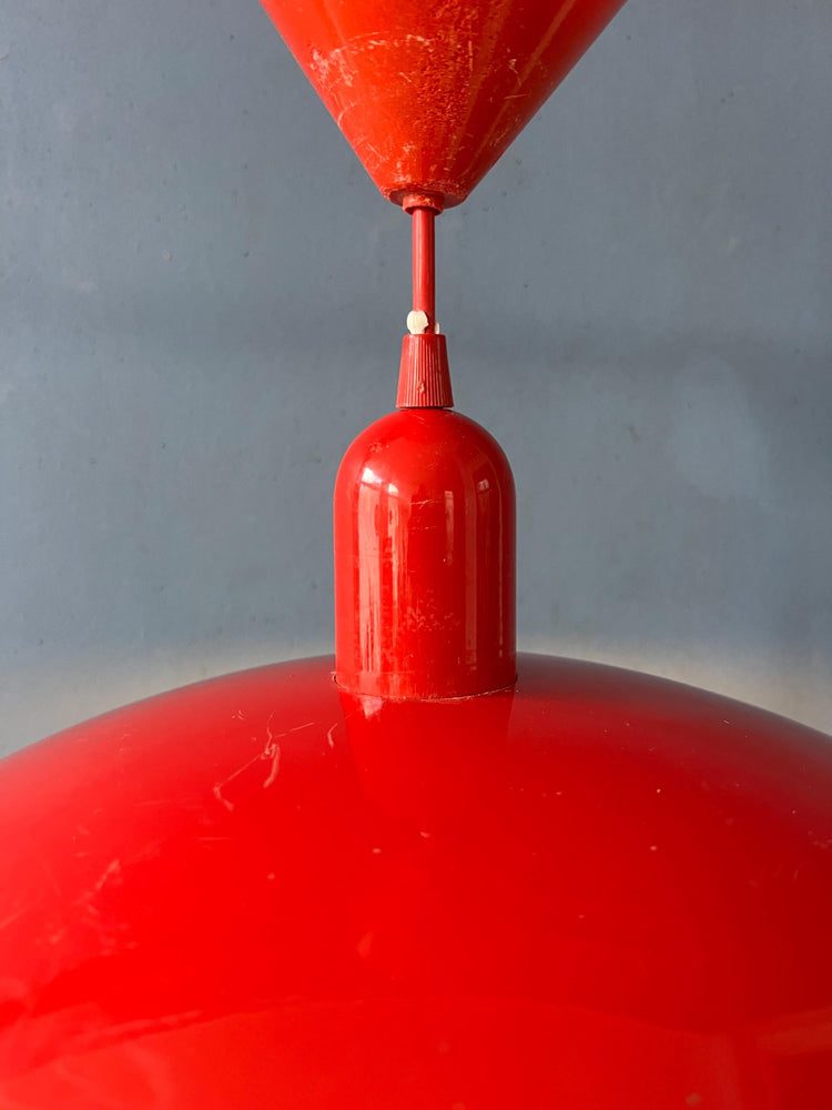 Small Vintage Red Metal Space Age Pendant Lamp