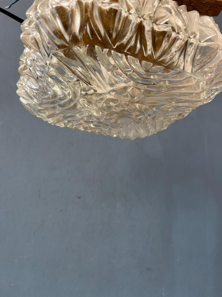 Vintage 30s Flush Mount Glass Ceiling Lamp