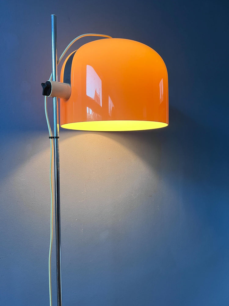 Guzzini Forma Space Age Floor Lamp Chrome Base Orange Shade