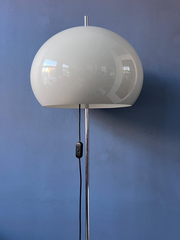 Vintage White Mushroom Floor Lamp | Mid Century Plexiglass Shade