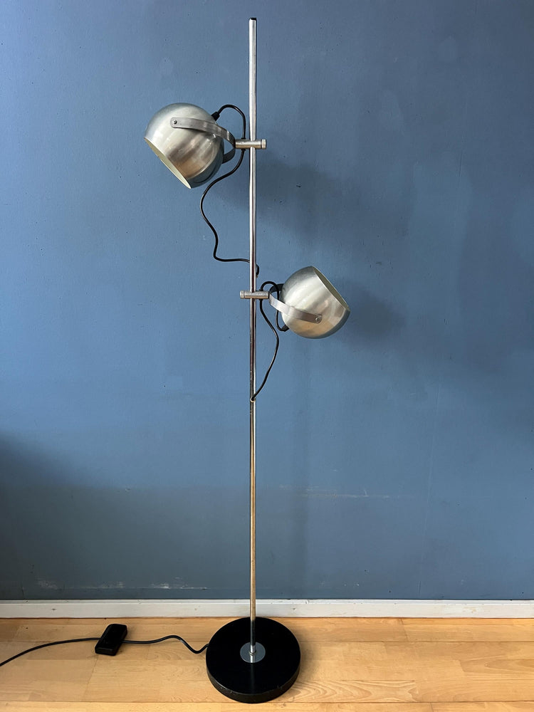 Silver Mid Century Vintage Herda Eyeball Floor Lamp