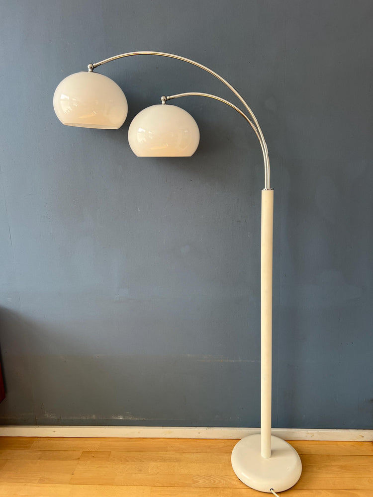 White Dijkstra Double Arc Space Age Mushroom Floor Lamp