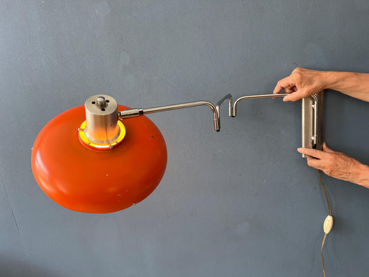Orange Lakro Swivel Arm Space Age Wall Lamp