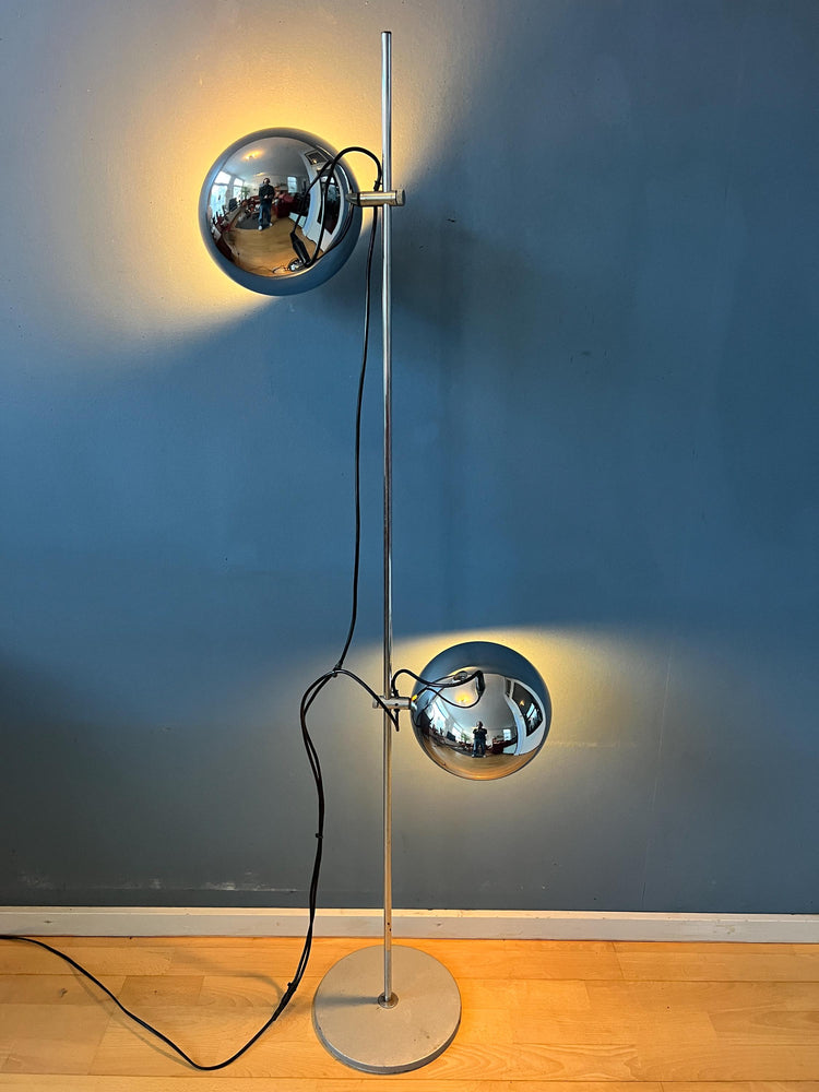70s Mid Century Chrome Herda Eyeball Floor Lamp