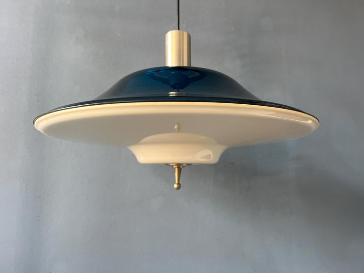 Blue UFO Flying Saucer Space Age Pendant Lamp