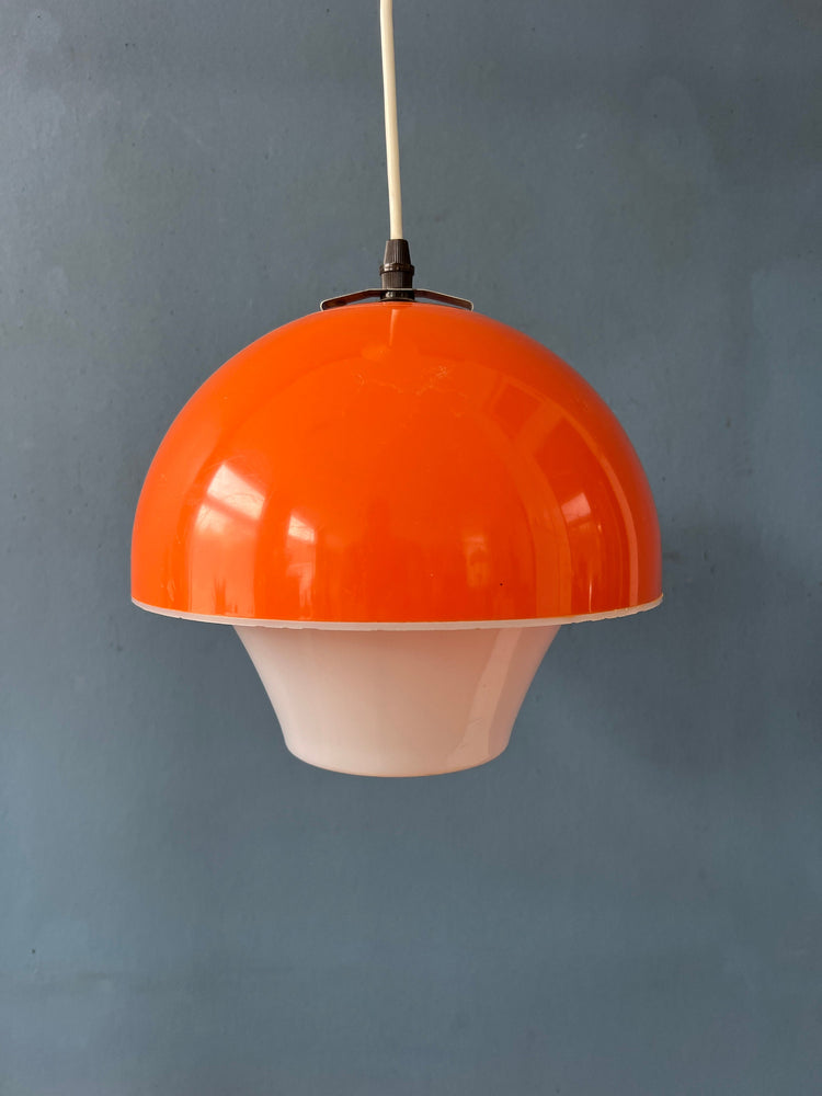 Acrylic Glass Orange and White Space Age Pendant Lamp