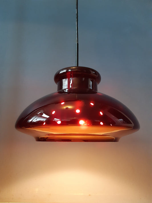 Vintage Doria Leuchten Glass-Made Space Age Pendant / Ceiling Lamp