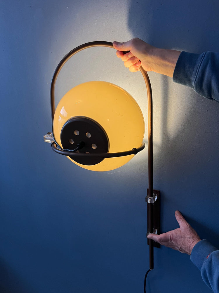 Vintage Space Age Mid Century Herda Mushroom Arc Wall Lamp