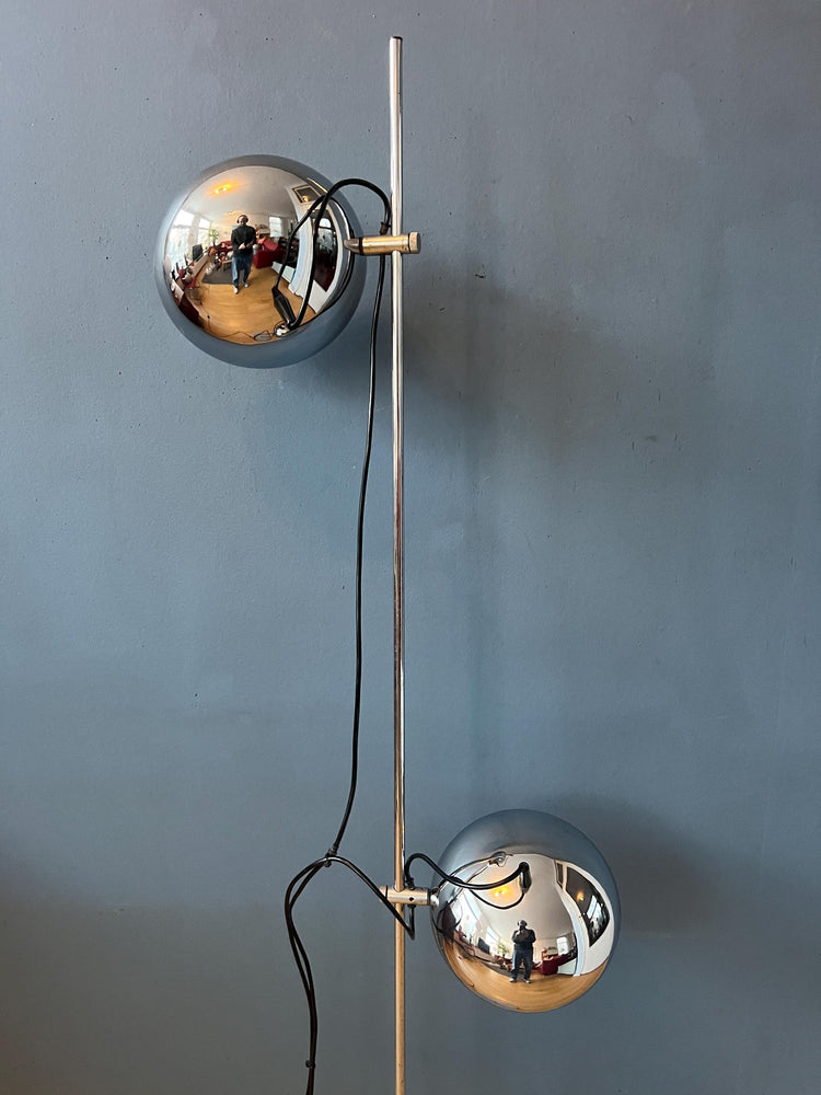 70s Mid Century Chrome Herda Eyeball Floor Lamp