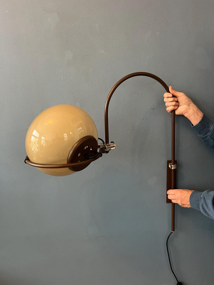 Vintage Space Age Mid Century Herda Mushroom Arc Wall Lamp