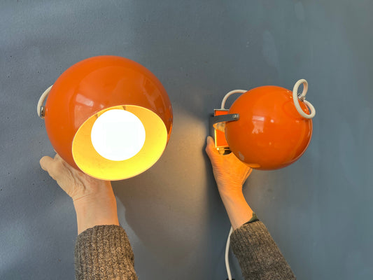 Set (2) of Orange Space Age Eyeball Wall Lamps
