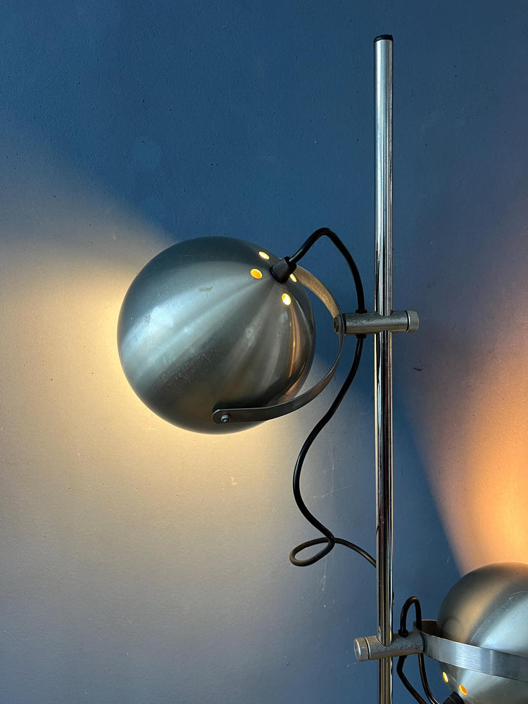 Silver Mid Century Vintage Herda Eyeball Floor Lamp