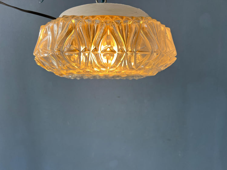 Vintage 30s Flush Mount Glass Ceiling Lamp