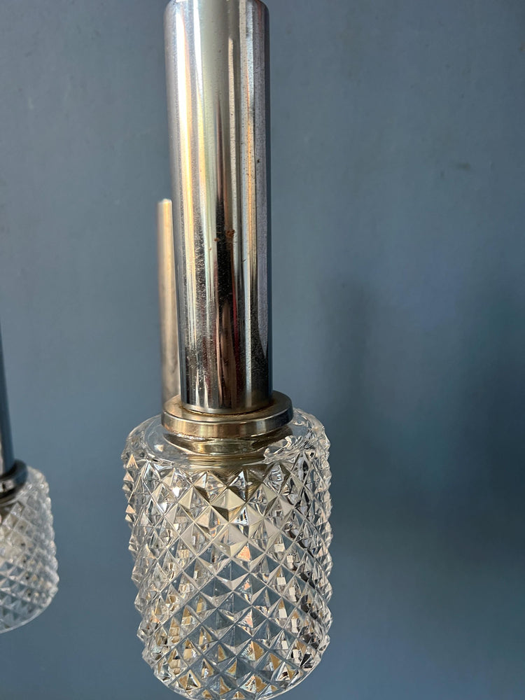 Mid Century Crystal Glass Cascade Pendant Lamp
