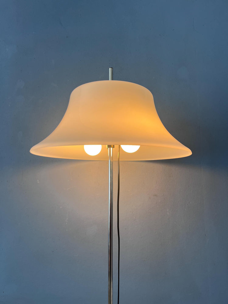 Vintage Space Age Floor Lamp with White Plexiglass UFO Shade