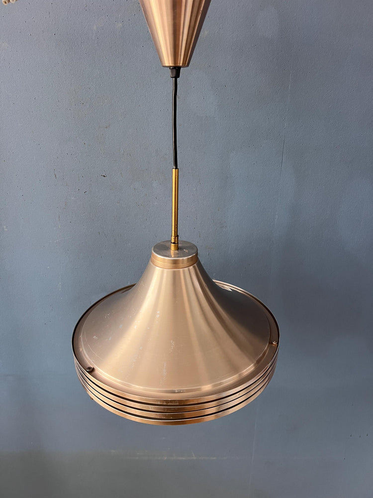Mid Century Brushed Aluminium Crystal Glass Pendant Light