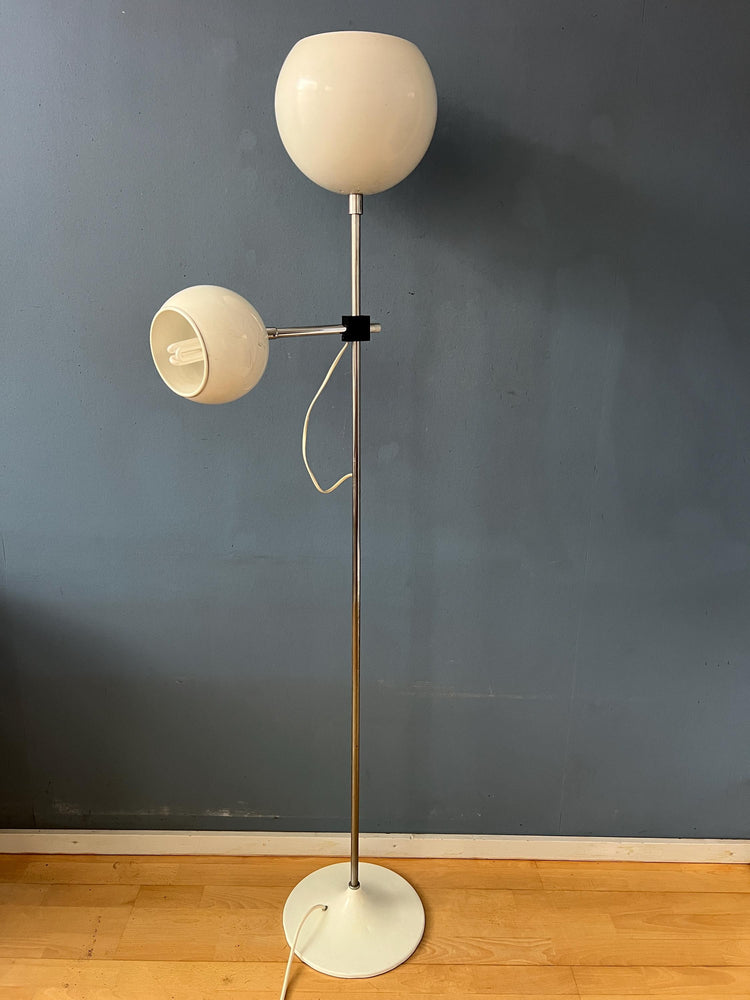 White Mid Century Space Age Eyeball Floor Lamp