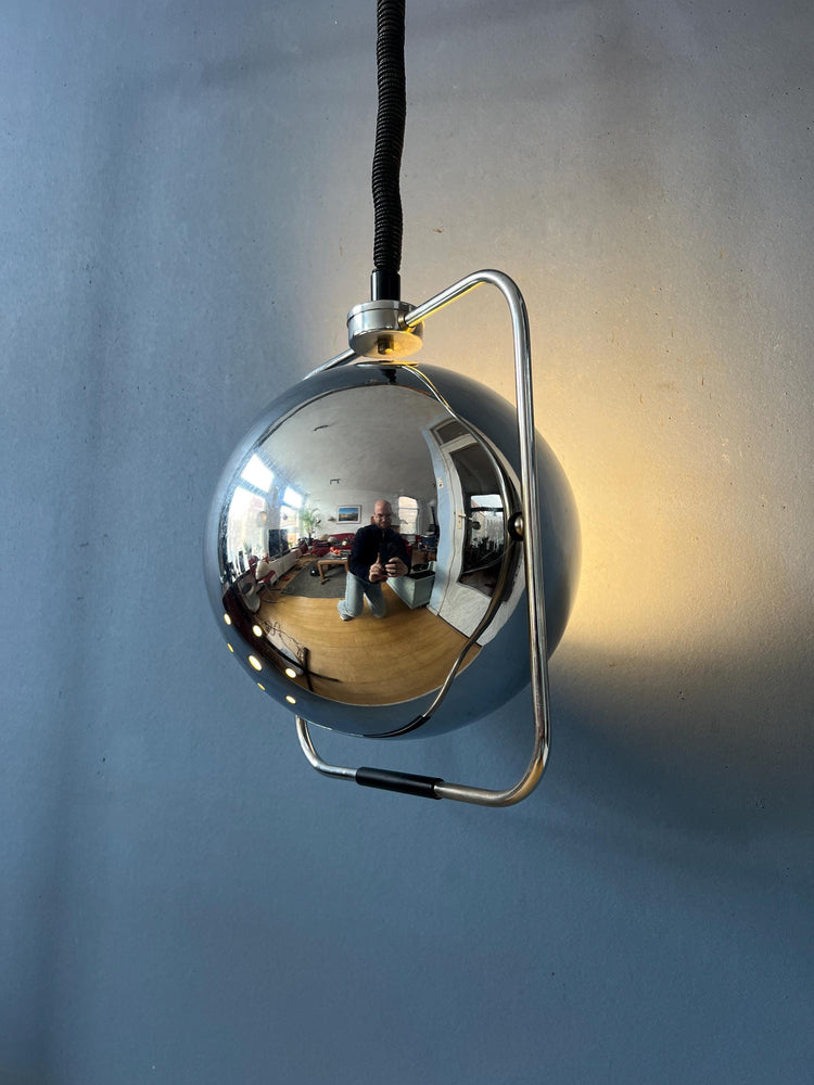 Chrome Mid Century GEPO Eyeball Pendant Lamp
