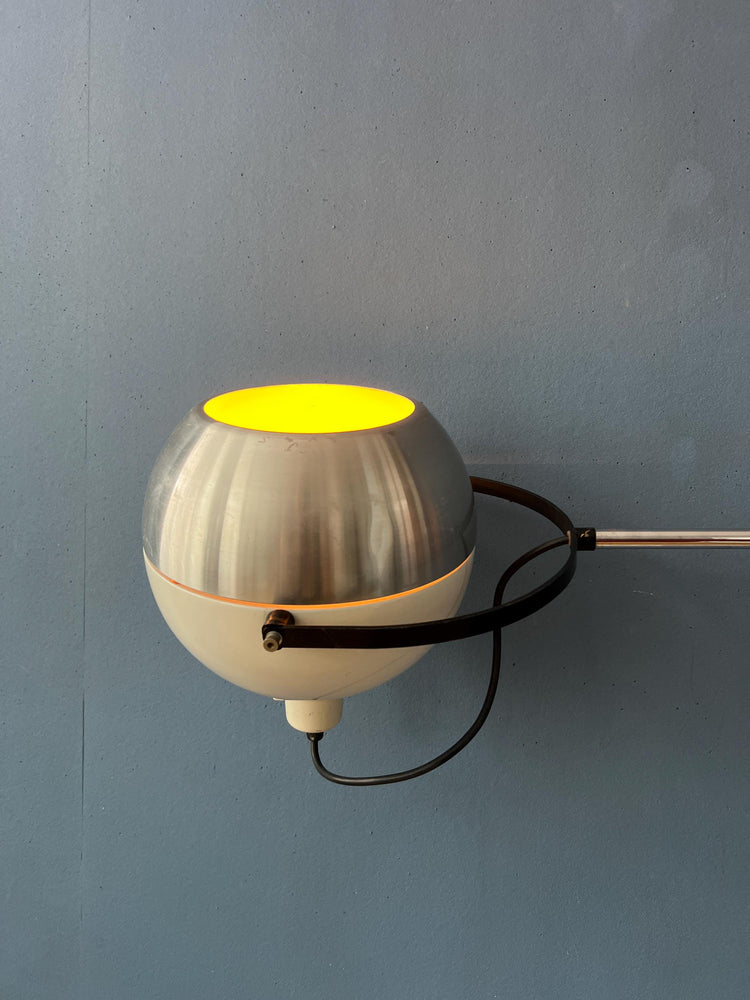 Extendable Dijkstra Mid Century White Globe Wall Lamp