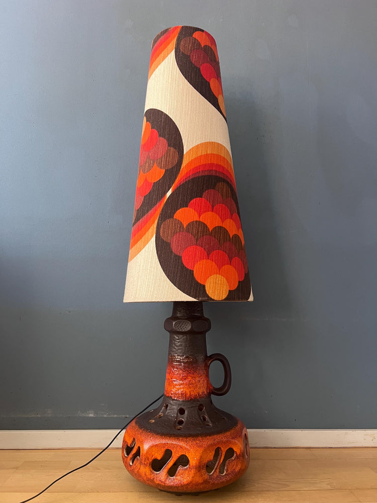 Vintage Orange Ceramic West Germany MCM Floor Lamp