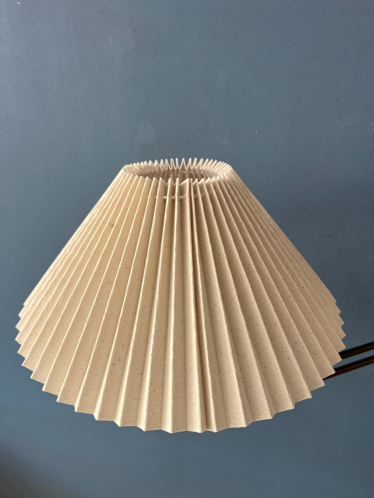 Brass Swivel Arm Mid Century Wall Lamp with Beige Pleated Shade