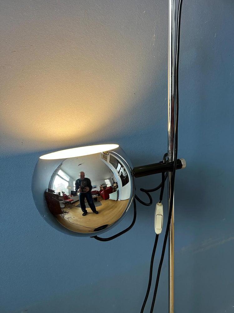 70s Mid Century Chrome Herda Eyeball Floor Lamp