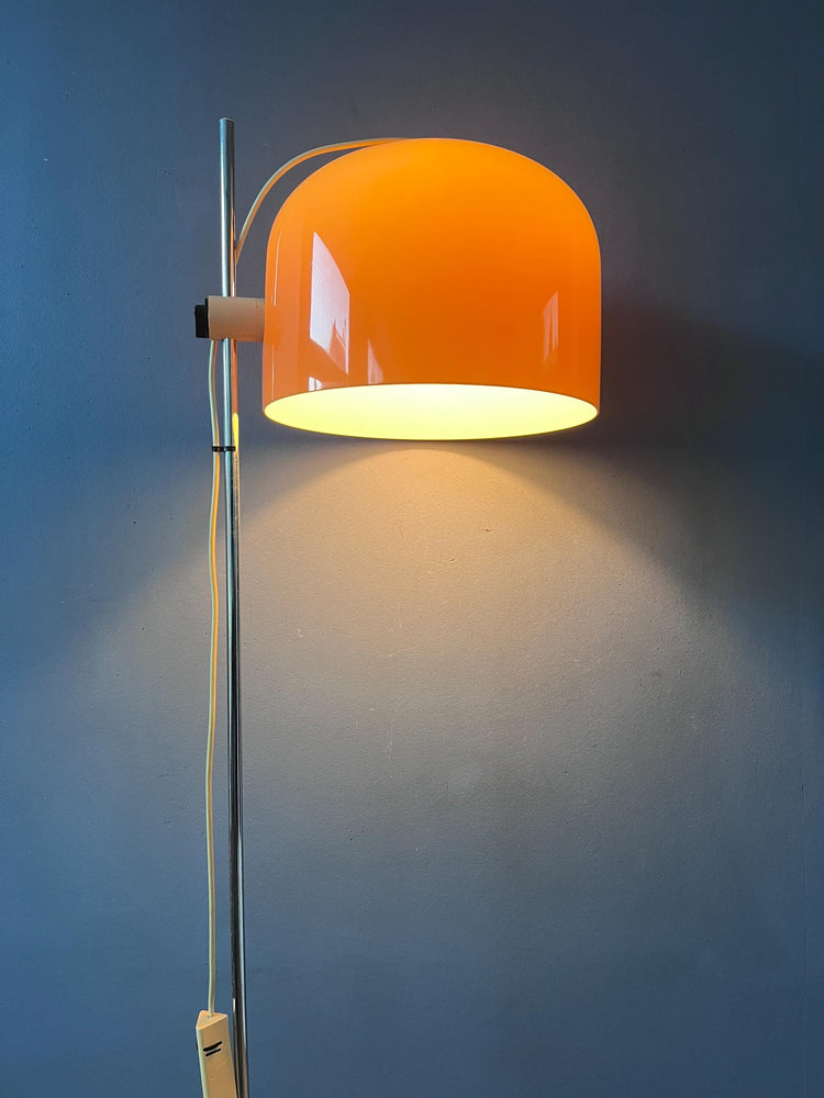 Guzzini Forma Space Age Floor Lamp Chrome Base Orange Shade