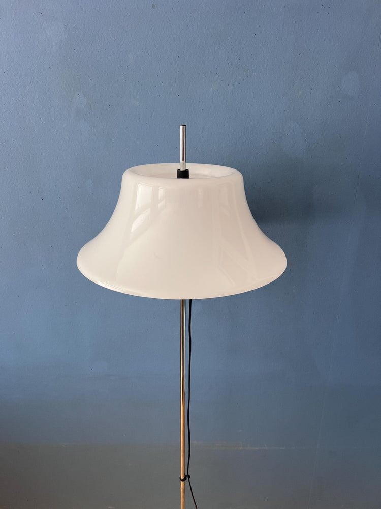 Vintage Space Age Floor Lamp with White Plexiglass UFO Shade