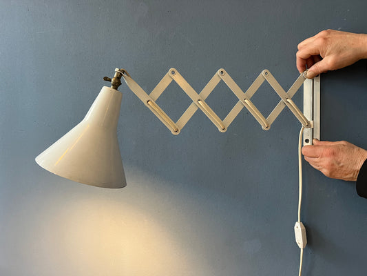 White Metal Mid Century Scissor Wall Lamp