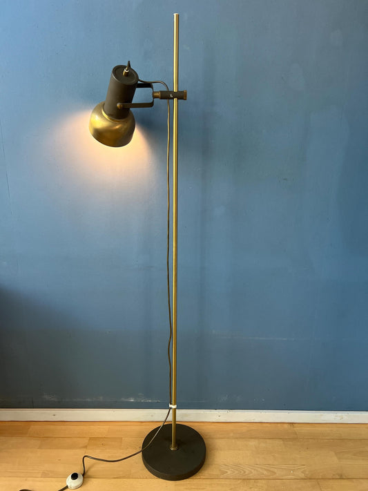 Vintage Brass Floor Lamp with Adjustable Spot