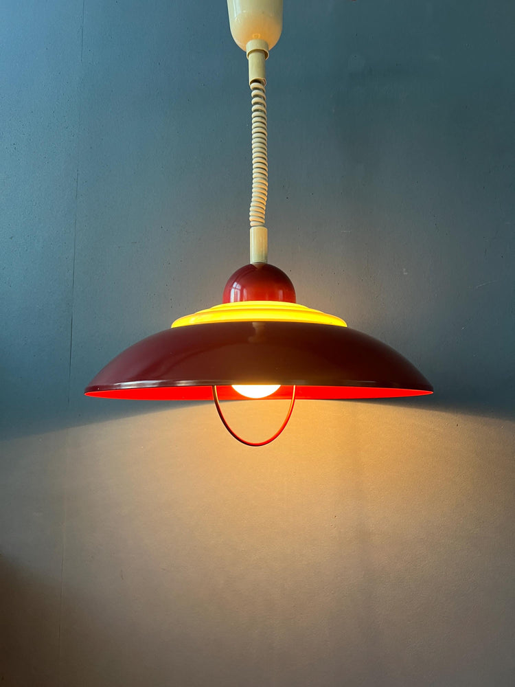 Scandinavian Red Space Age Pendant Lamp by Knud Christensen