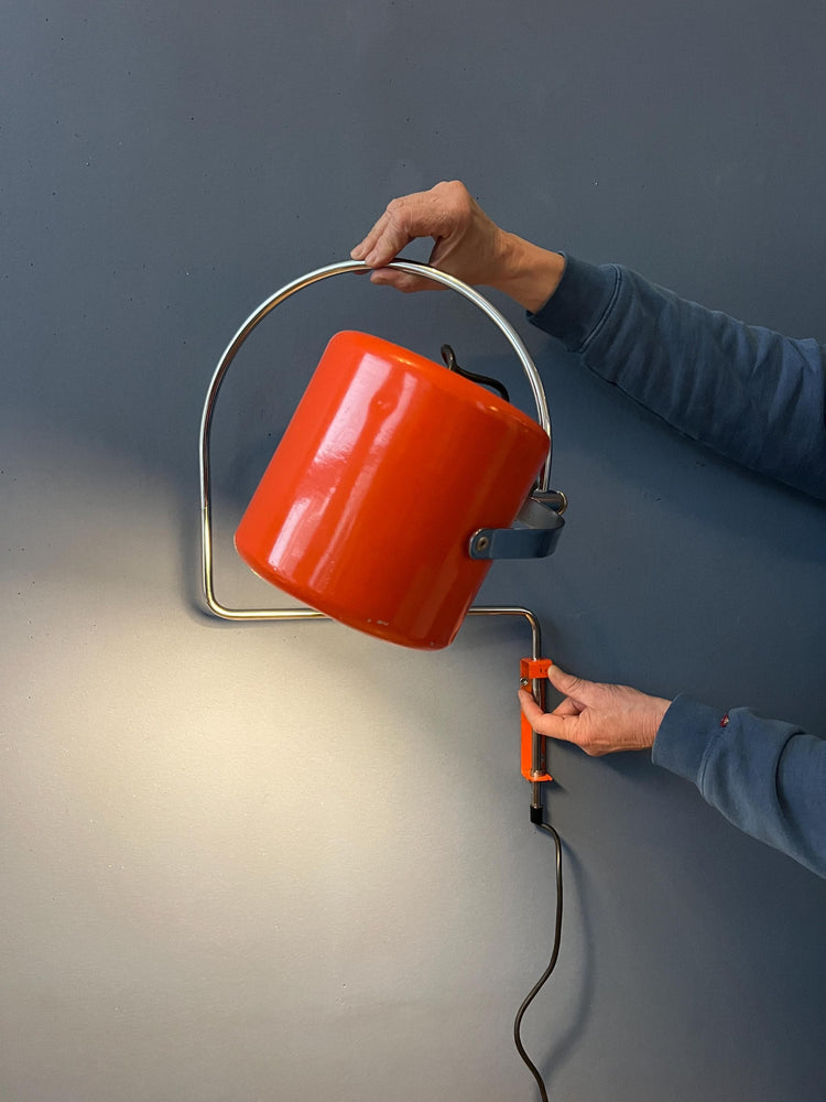 Red Mid Century Anvia Swivel Arc Wall Lamp