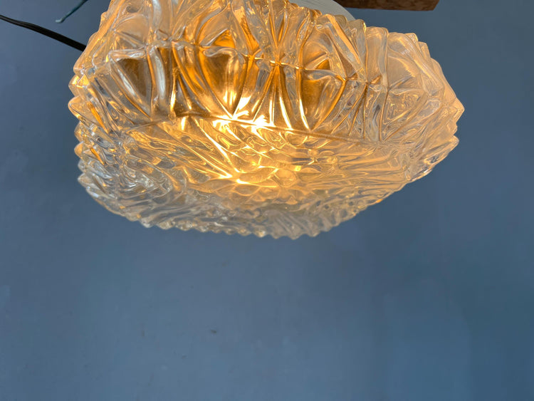 Vintage 30s Flush Mount Glass Ceiling Lamp