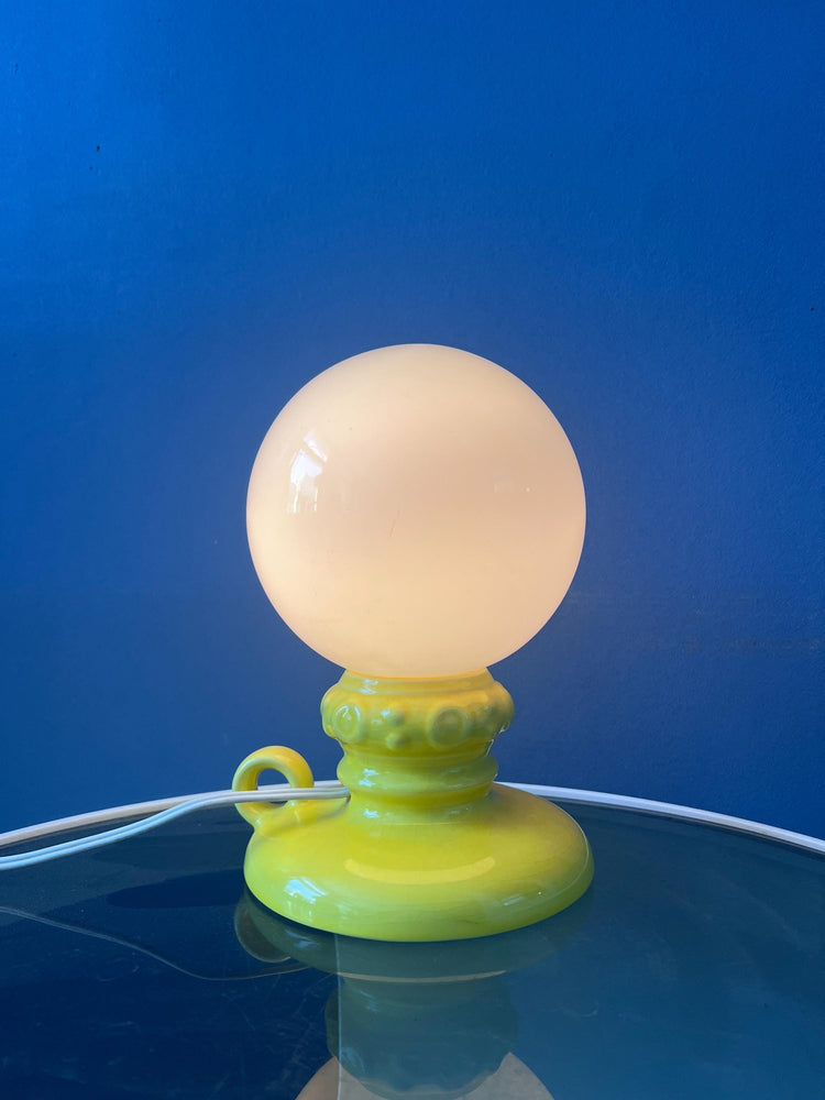 Yellow West Germany Ceramic Table Lamp with Glass Shade