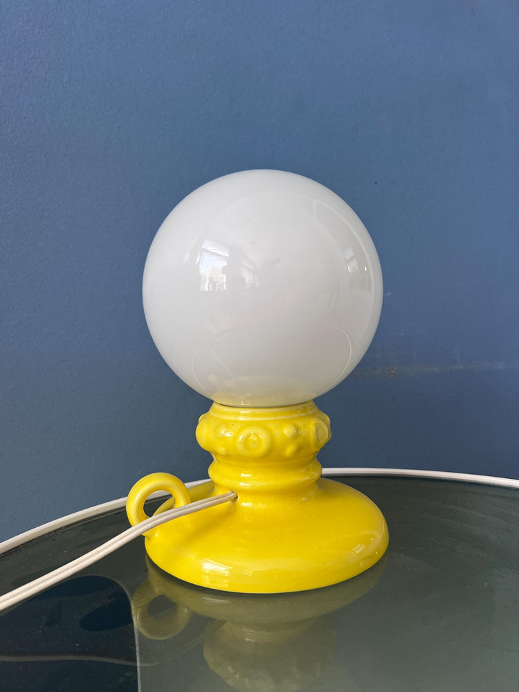 Yellow West Germany Ceramic Table Lamp with Glass Shade