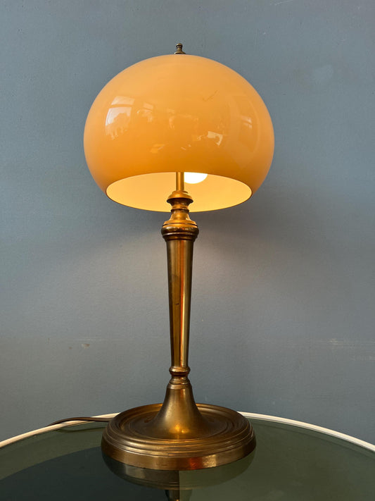 Vintage Mushroom Table Lamp with Brass Base